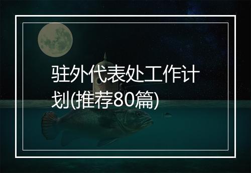 驻外代表处工作计划(推荐80篇)