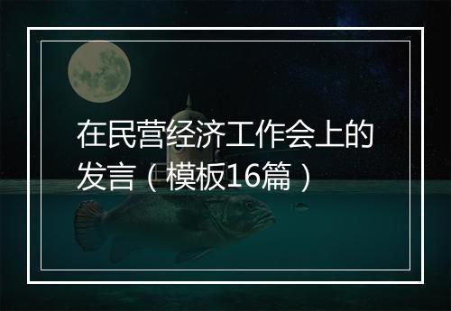 在民营经济工作会上的发言（模板16篇）