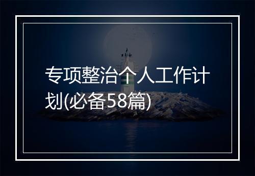 专项整治个人工作计划(必备58篇)