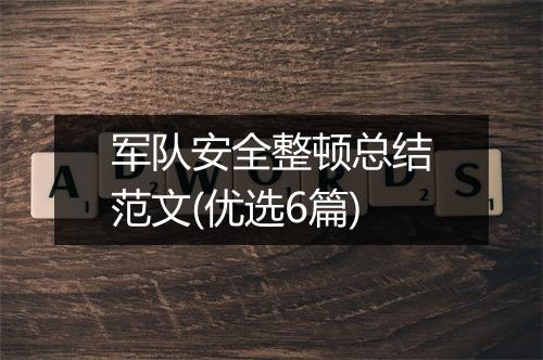 军队安全整顿总结范文(优选6篇)