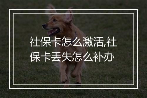 社保卡怎么激活,社保卡丢失怎么补办