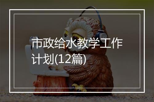 市政给水教学工作计划(12篇)