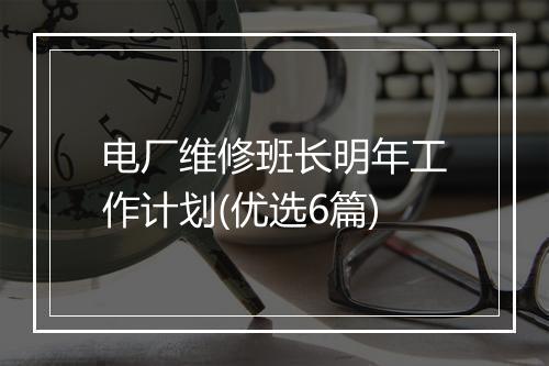 电厂维修班长明年工作计划(优选6篇)