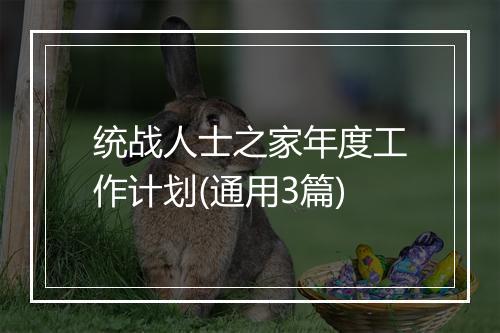 统战人士之家年度工作计划(通用3篇)