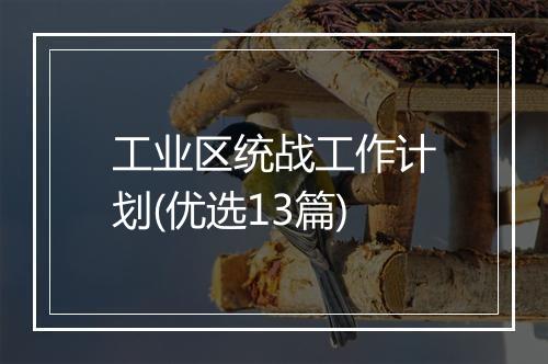 工业区统战工作计划(优选13篇)