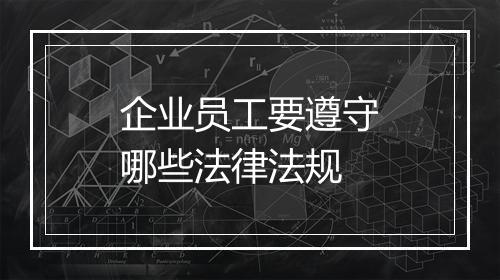 企业员工要遵守哪些法律法规