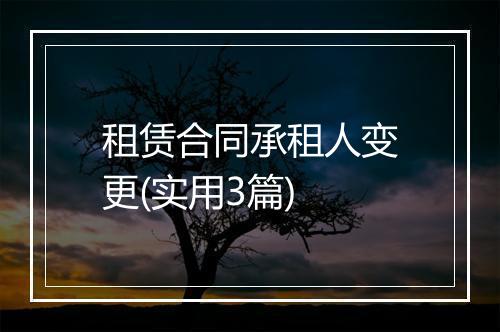 租赁合同承租人变更(实用3篇)