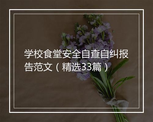 学校食堂安全自查自纠报告范文（精选33篇）