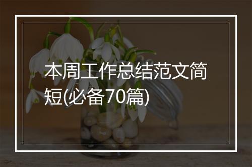 本周工作总结范文简短(必备70篇)
