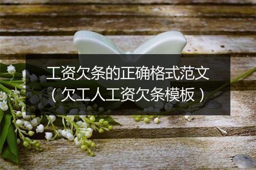 工资欠条的正确格式范文（欠工人工资欠条模板）