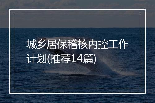城乡居保稽核内控工作计划(推荐14篇)