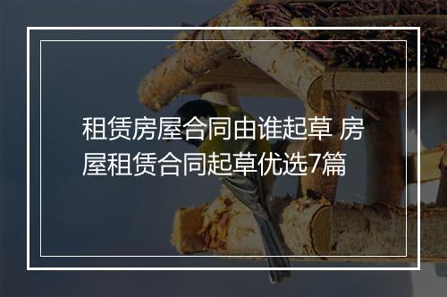 租赁房屋合同由谁起草 房屋租赁合同起草优选7篇