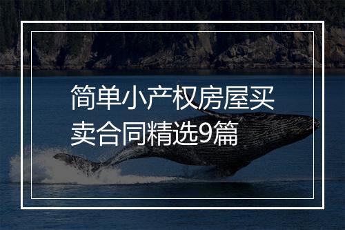 简单小产权房屋买卖合同精选9篇
