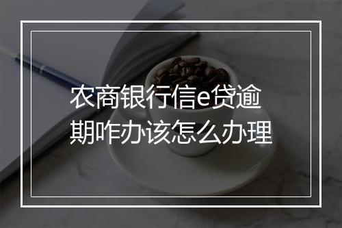 农商银行信e贷逾期咋办该怎么办理