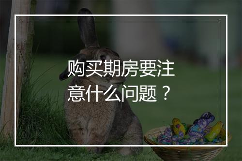 购买期房要注意什么问题？