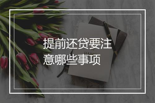 提前还贷要注意哪些事项
