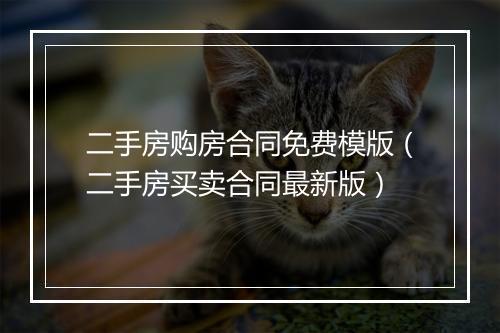 二手房购房合同免费模版（二手房买卖合同最新版）