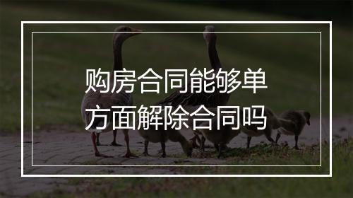 购房合同能够单方面解除合同吗