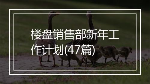 楼盘销售部新年工作计划(47篇)