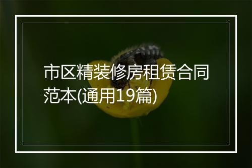 市区精装修房租赁合同范本(通用19篇)
