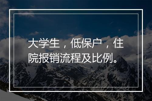 大学生，低保户，住院报销流程及比例。