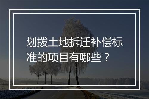 划拨土地拆迁补偿标准的项目有哪些？