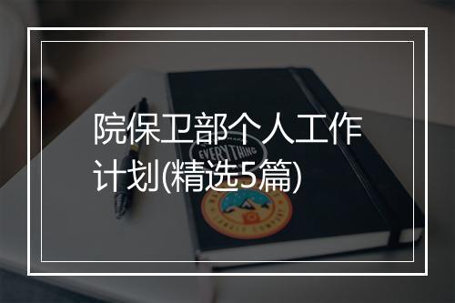 院保卫部个人工作计划(精选5篇)