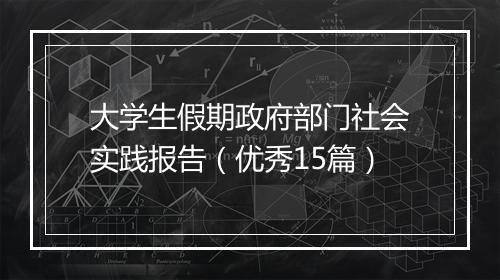 大学生假期政府部门社会实践报告（优秀15篇）