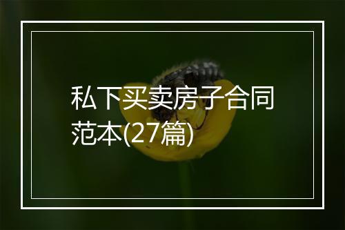 私下买卖房子合同范本(27篇)