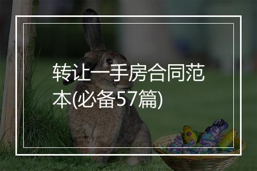 转让一手房合同范本(必备57篇)