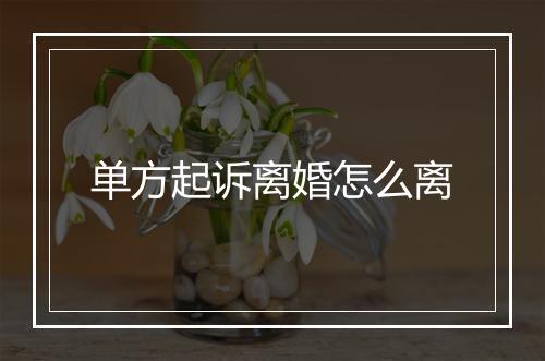 单方起诉离婚怎么离