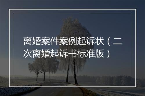 离婚案件案例起诉状（二次离婚起诉书标准版）
