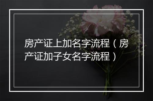 房产证上加名字流程（房产证加子女名字流程）