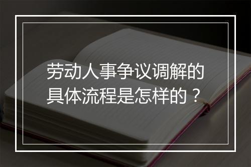 劳动人事争议调解的具体流程是怎样的？