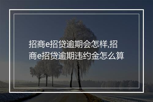 招商e招贷逾期会怎样,招商e招贷逾期违约金怎么算