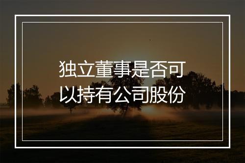 独立董事是否可以持有公司股份