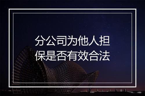 分公司为他人担保是否有效合法