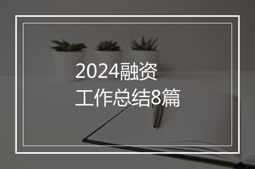 2024融资工作总结8篇
