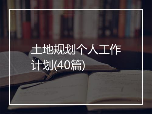 土地规划个人工作计划(40篇)