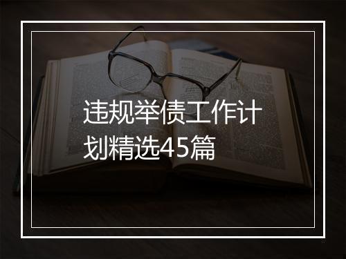 违规举债工作计划精选45篇