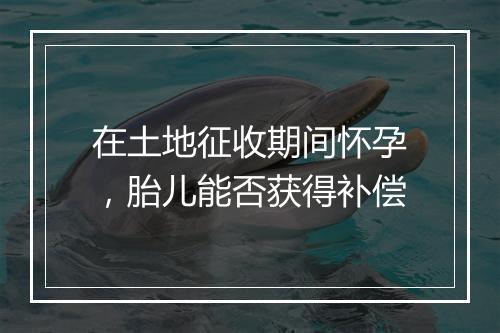 在土地征收期间怀孕，胎儿能否获得补偿