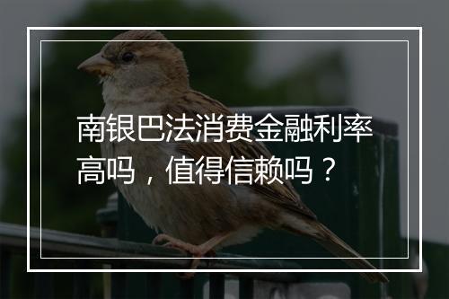 南银巴法消费金融利率高吗，值得信赖吗？