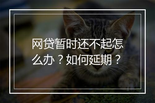 网贷暂时还不起怎么办？如何延期？