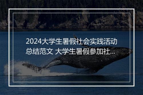 2024大学生暑假社会实践活动总结范文 大学生暑假参加社会活动总结报告合集9篇