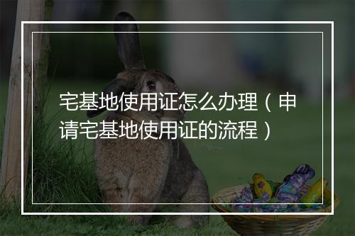 宅基地使用证怎么办理（申请宅基地使用证的流程）