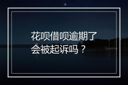 花呗借呗逾期了会被起诉吗？