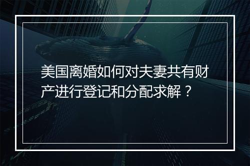 美国离婚如何对夫妻共有财产进行登记和分配求解？