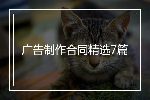 广告制作合同精选7篇