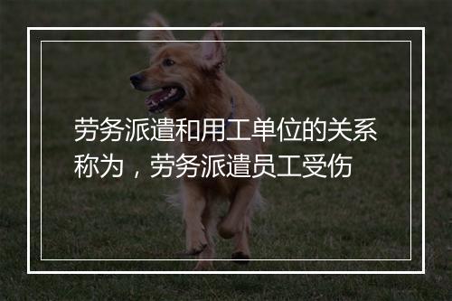 劳务派遣和用工单位的关系称为，劳务派遣员工受伤