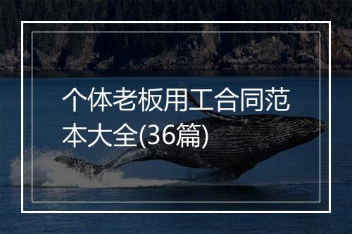 个体老板用工合同范本大全(36篇)
